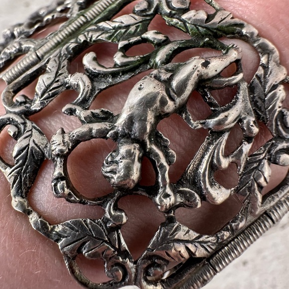 Vintage 800 European Silver Cherub Art Deco Bracelet - Picture 5 of 9